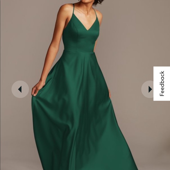 Size 10 satin v neck spaghetti strap bridesmaid dress David’s Bridal. - Picture 2 of 3